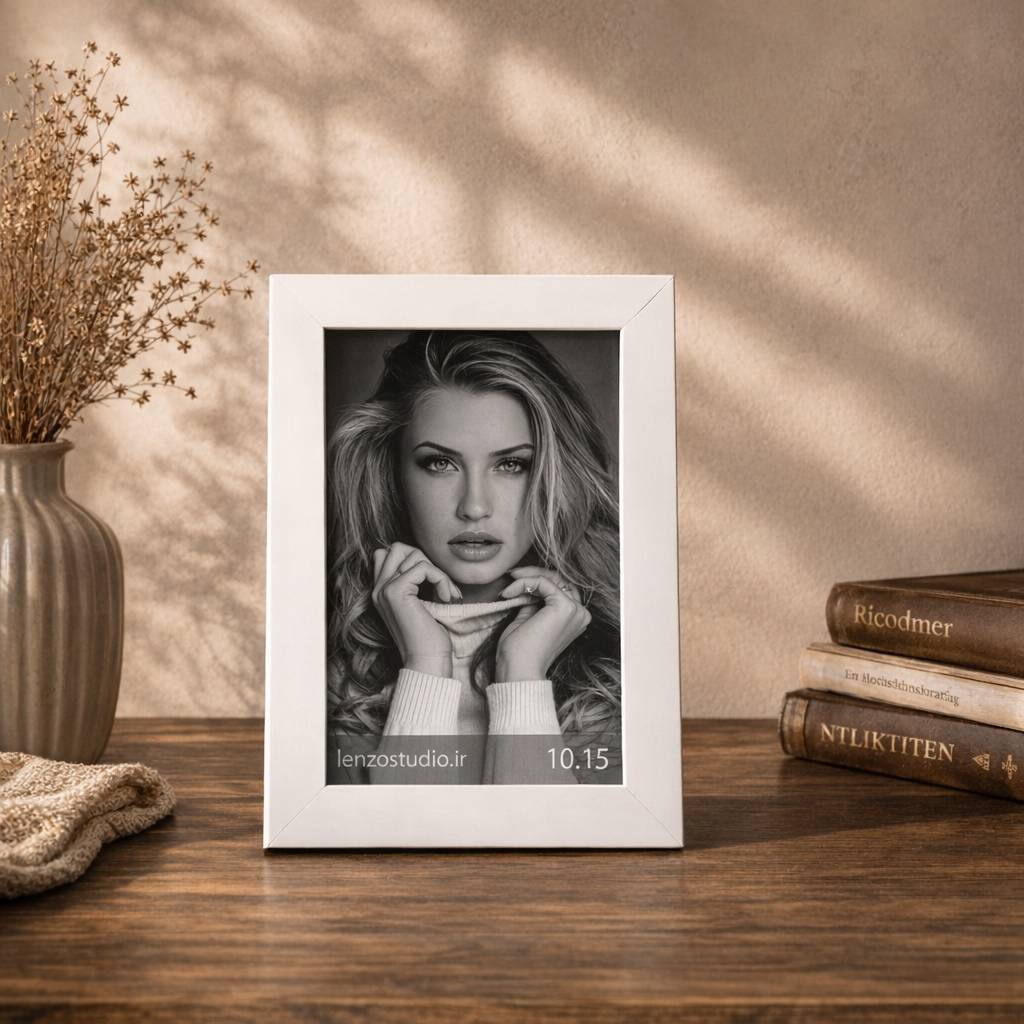 قاب عکس کلاسیک رومیزی و دیواری رنگ سفید سایز 10x 15