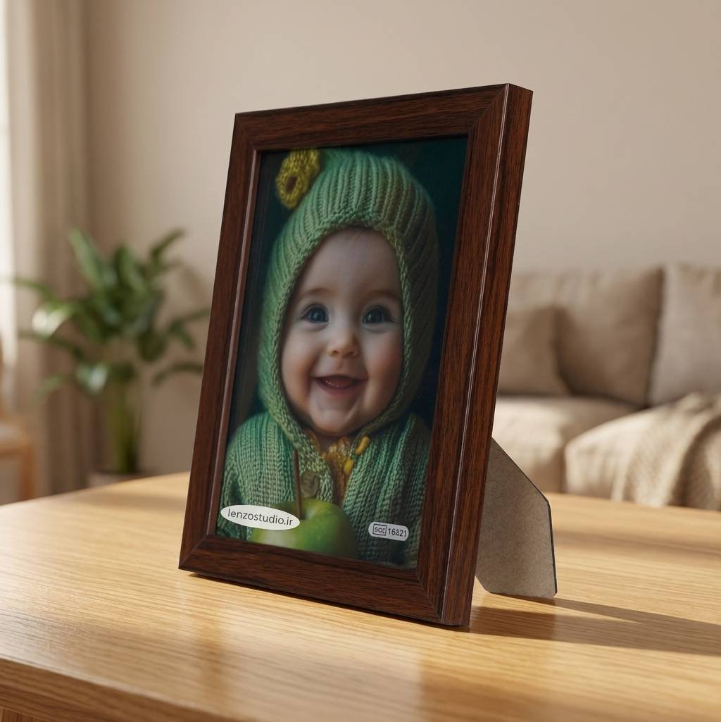 قاب عکس چوبی رومیزی و دیواری رنگ تیره سایز 16x21