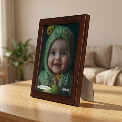 قاب عکس چوبی رومیزی و دیواری رنگ تیره سایز 16x21