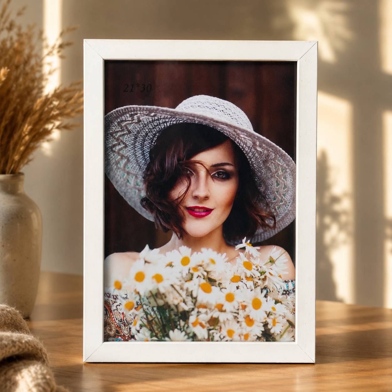 قاب عکس  کلاسیک رنگ سفید رو میزی و دیواری سایز 21x30