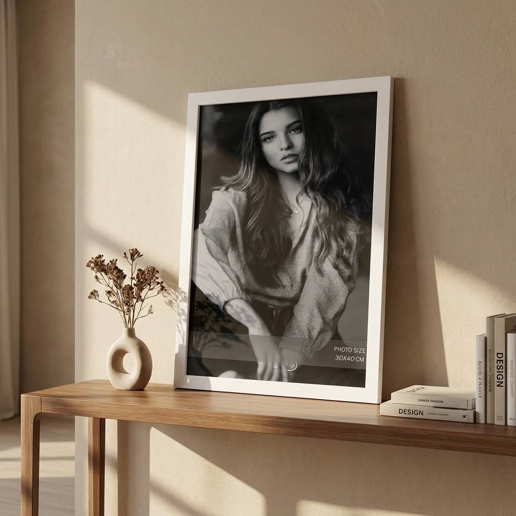قاب عکس کلاسیک دیواری رنگ سفید سایز 40*30